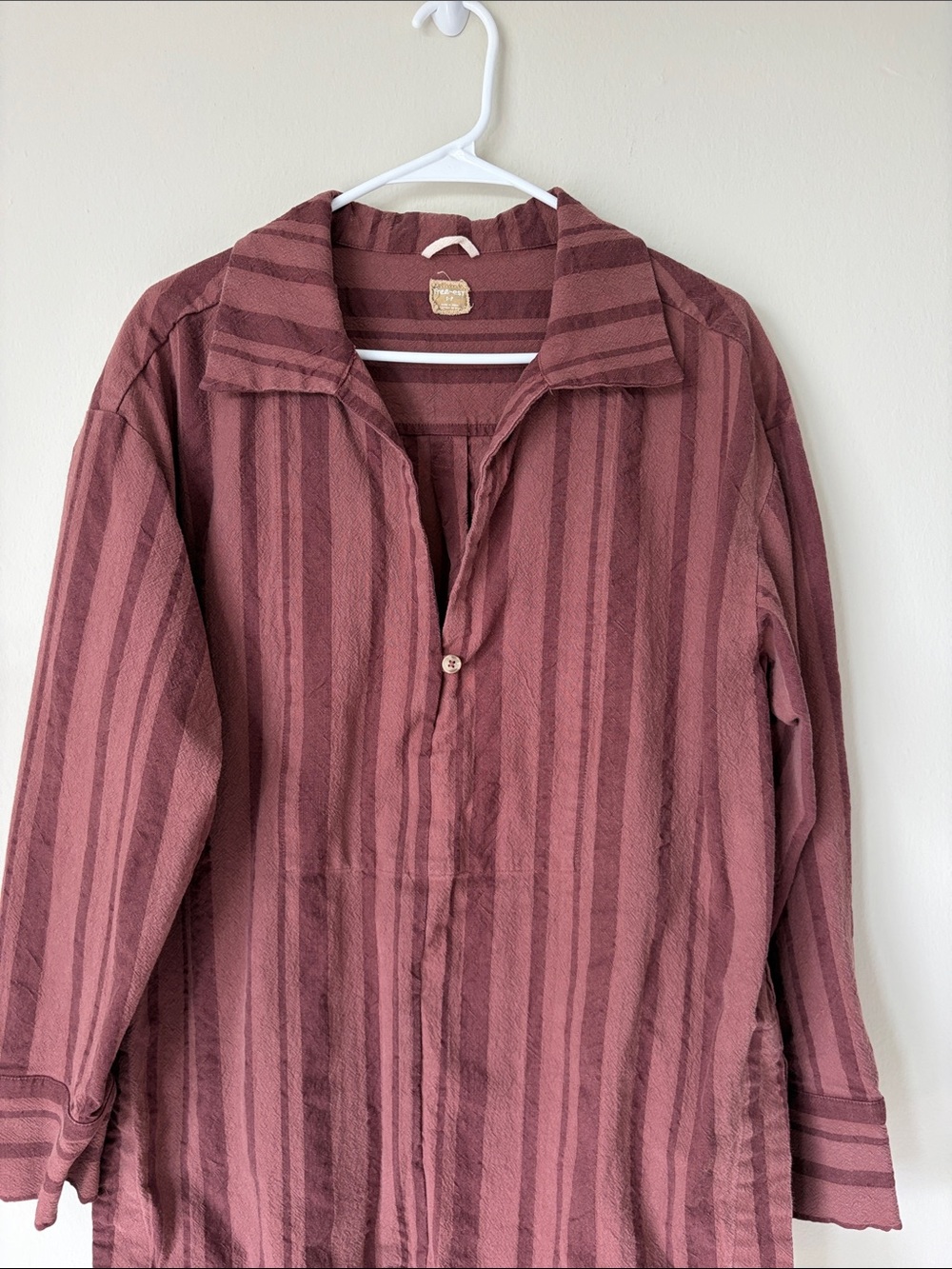Striped Wide-Leg Pants and Shirt Set - Burgundy - Picture 7 of 10